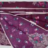 Maroon, Purple + White Paisley Floral Print Stain Resistant-Coated Woven Drapery Fabric - 46" x 144"