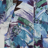 Purple, Blue, Green + White Abstract Print Woven Drapery Fabric - 60" x 120"