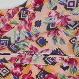 Orange, Pink, Black + Purple Geometric Floral Print Flowy Woven Fabric - 60" x 82"