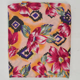 Orange, Pink, Black + Purple Geometric Floral Print Flowy Woven Fabric - 60" x 82"