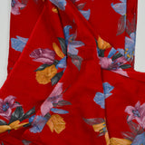 Red, Yellow, Blue + Pink Floral Print Flowy Woven Fabric - 56" x 72"