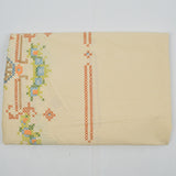 Pastel Yellow Quilting Weight Woven Fabric with Cross Stitch Print Border on Bottom - 66" x 102"