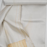 Silver + White Brocade Fabric Curtain - 55" x 90" (Small stains)