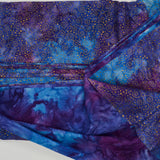 Blue, Purple Batik + Gold Geometric Print Quilting Weight Woven Fabric - 44" x 296"