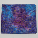 Blue, Purple Batik + Gold Geometric Print Quilting Weight Woven Fabric - 44" x 296"