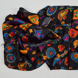 Black, Orange, Yellow + Blue Charm Print Lightweight Satin Woven Fabric - 47" x 110"