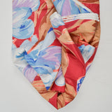 Red, Blue, Orange + White Large Floral Print Stain Resistant-Coated Woven Drapery Fabric - 59" x 256"