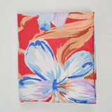 Red, Blue, Orange + White Large Floral Print Stain Resistant-Coated Woven Drapery Fabric - 59" x 256"