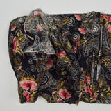 Black, White, Pink + Green Paisley Floral Print Flowy Woven Fabric - 44" x 148"