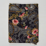 Black, White, Pink + Green Paisley Floral Print Flowy Woven Fabric - 44" x 148"