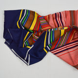 White, Red, Blue + Brown Stripe Lightweight Woven Fabric - 43" x 98"