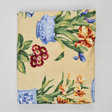 Beige + Colorful Flower Vase Print + Floral Damask Woven Drapery Fabric - 54" x 96"