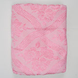 Pink Floral Brocade Fabric with Fringe Trim - 86" x 94"
