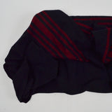 Navy Blue + Red Plaid Border Wooly Twill Woven Fabric - 42" x 66"