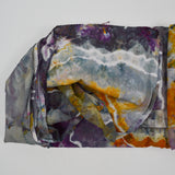 Gray, Purple + Orange Marble Print Batik Woven Fabric - 102" x 232"