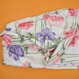 White, Pink, Purple + Green Large Floral Print Stain Resistant-Coated Woven Drapery Fabric -36" x 184"