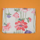 White, Pink, Purple + Green Large Floral Print Stain Resistant-Coated Woven Drapery Fabric -36" x 184"