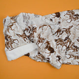Brown + White Horse Doodle Print Fabric Godmother Viscose Sateen Woven Fabric - 57" x 168"