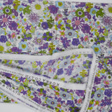 White, Purple, Light Blue + Green Floral Print Kokka Cotton Lawn Woven Fabric - 42" x 112"