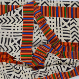 Black, Cream, Orange + Green Geometric Print Woven Fabric - 26" x 108"
