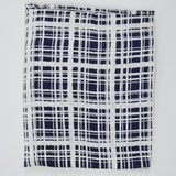 Navy + White Plaid Print Rayon Drapey Woven Fabric - 56" x 114"