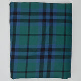 Blue, Green + Black Plaid Wool Woven Fabric - 28" x 156"