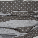 Gray-Brown + White Floral Print Crisp Lightweight Woven Fabric - 24" x 240"