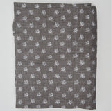 Gray-Brown + White Floral Print Crisp Lightweight Woven Fabric - 24" x 240"
