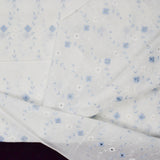 White + Blue Floral Eyelet Embroidered Sheer Woven Fabric - 46" x 152"