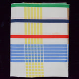 White, Beige, Blue + Green Stripe Print Springmaid Poly-Cotton Flat Sheet - 65" x 92"