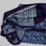 Blue, Green + Purple Floral Print Lightweight Silky Woven Fabric - 54" x 232"
