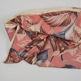 Pink, Beige, Brown + Blue Tropical Leaf Print Lightweight Woven Fabric - 44" x 112"