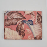Pink, Beige, Brown + Blue Tropical Leaf Print Lightweight Woven Fabric - 44" x 112"