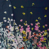 Navy Blue, Pink, Green + Yellow Floral Print Cotton Voile Woven Fabric - 56" x 144"