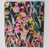 Navy Blue, Pink, Green + Yellow Floral Print Cotton Voile Woven Fabric - 56" x 144"