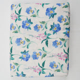 White, Blue, Green + Pink Floral Print Quilting Cotton Woven Fabric - 44" x 296"