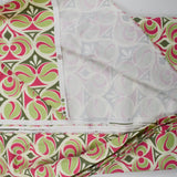 Pink, Green + Cream Geometric Print Quilting Cotton Woven Fabric - 54" x 368"
