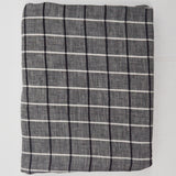 Gray, Black + White Plaid Yarn Dyed Woven Fabric - 56" x 156"