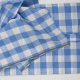 Blue + White Gingham Lightweight Loose Woven Fabric - 44" x 102"