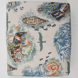 Blue, White, Brown + Green Western Illustration Print Flannel Woven Fabric - 41" x 152"