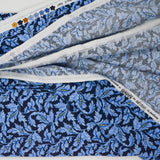 Light Blue + Navy Blue Leaf Print Quilting Weight Woven Fabric - 44" x 104"