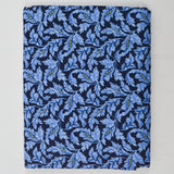 Light Blue + Navy Blue Leaf Print Quilting Weight Woven Fabric - 44" x 104"