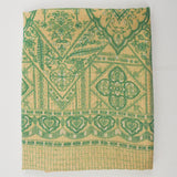 Beige + Green Architectural + Floral Print Sheer Chiffon Fabric with Ornate Gold Trim - 42" x 200"