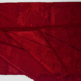 Red Floral Silky Jacquard Woven Fabric - 60" x 132"