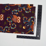Brown, Blue + Green Owl Print Quilting Weight Woven Fabric - 38" x 44"