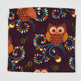 Brown, Blue + Green Owl Print Quilting Weight Woven Fabric - 38" x 44"