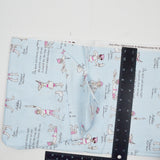 Light Blue, White + Pink Pirate Crew Illustration Print Quilting Weight Woven Fabric - 42" x 88"