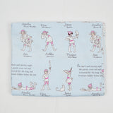 Light Blue, White + Pink Pirate Crew Illustration Print Quilting Weight Woven Fabric - 42" x 88"