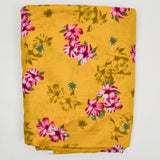 Yellow, Pink + Green Tropical Flower Print Lightweight Cotton Woven Fabric - 44" x 256"