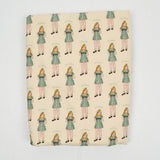 Beige, Green + Yellow Gracie Doll Print Quilting Weight Woven Fabric - 44" x 144"